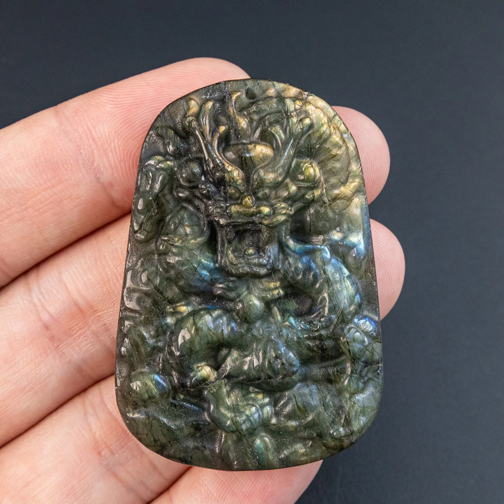 

1Pcs Minimalist Jewelry Supplies 52X36X9mm Labradorite Subtle Blue Flash Pendant Blanks for Delicate Necklaces DIY