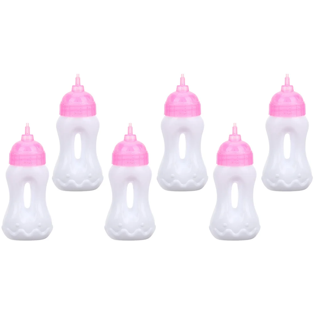 6 Pcs Feeding Bottle Kids Pretend House Toy Juice Bottles Miniature Small Baby Pe Accessories Model