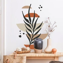 Boho Art Sun Leaf Botanical Abstract Minimalist Wall Sticker Vinyl Wall Decal Mural Living Room Interior Home Decoration