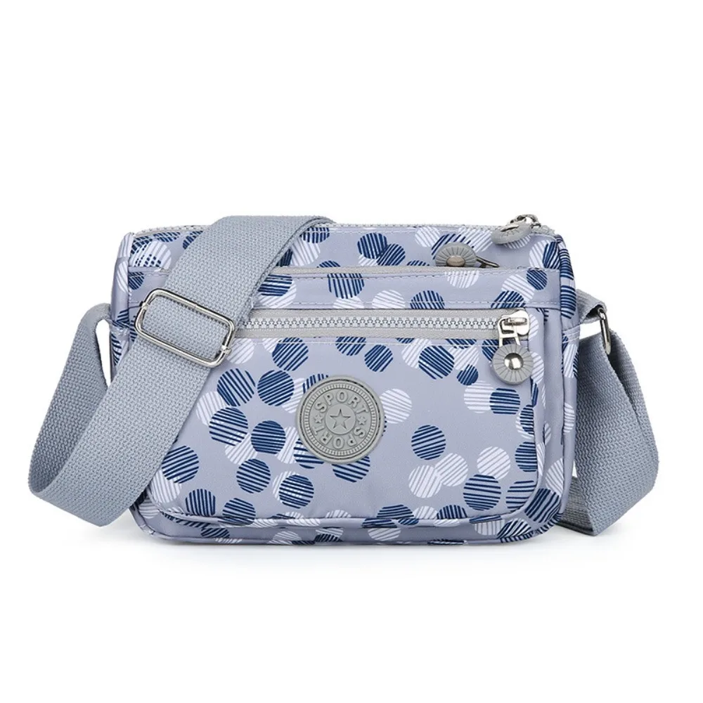 

Multi-layer Multi Pocket Nylon Shoulder Bag Lightweight Leisure Mobile Phone Bag Printing Waterproof Middle Aged Tote Bag