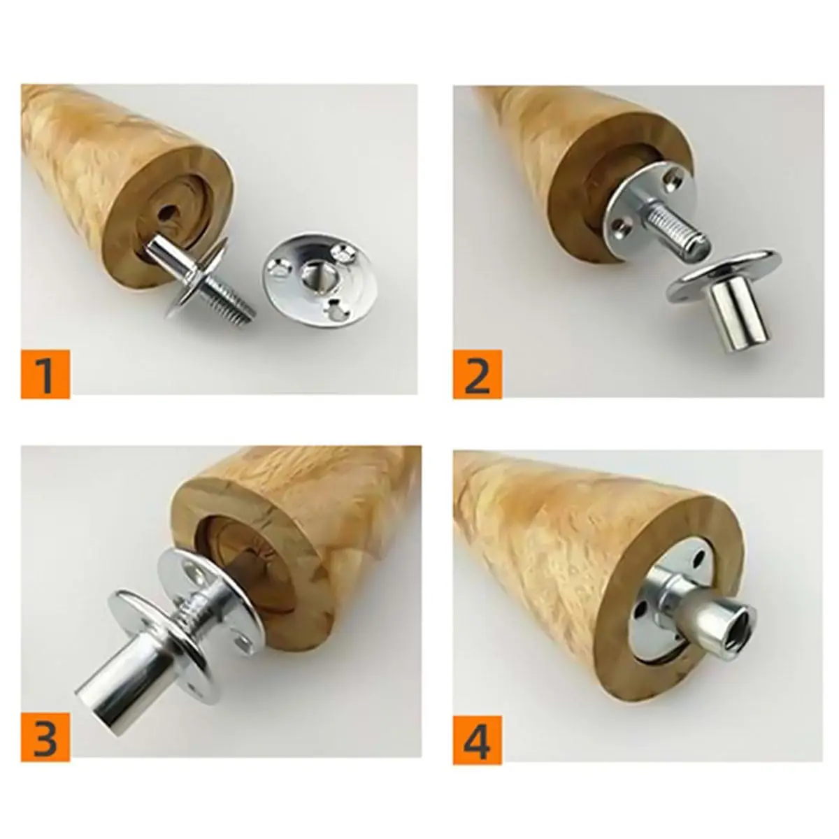 4Pcs Bed Post Furniture Leg M12 Connecting Flange Male Female T Nut