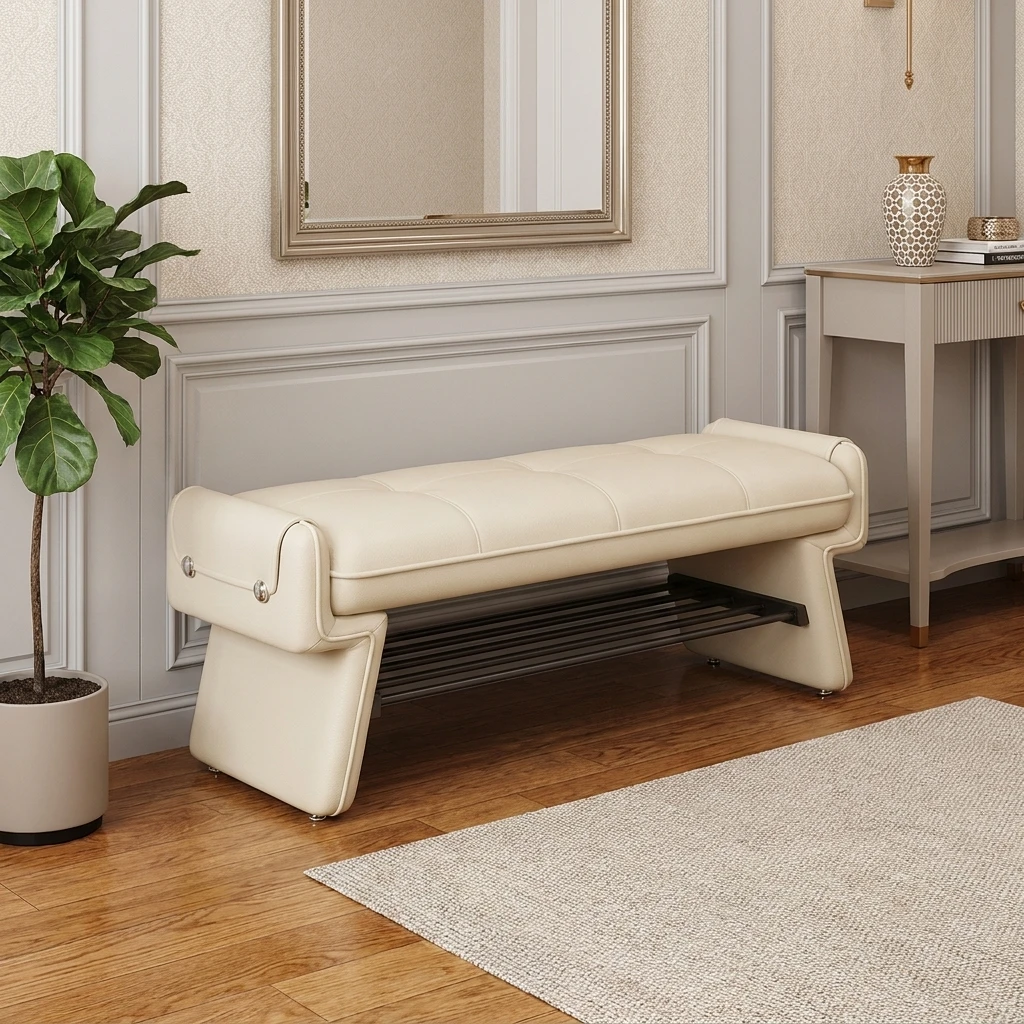 & Vintage European Shoe Storage Bench Soft Padded Living Room Furniture Designer Entryway Stools for Hallway Foyer Multipurpose