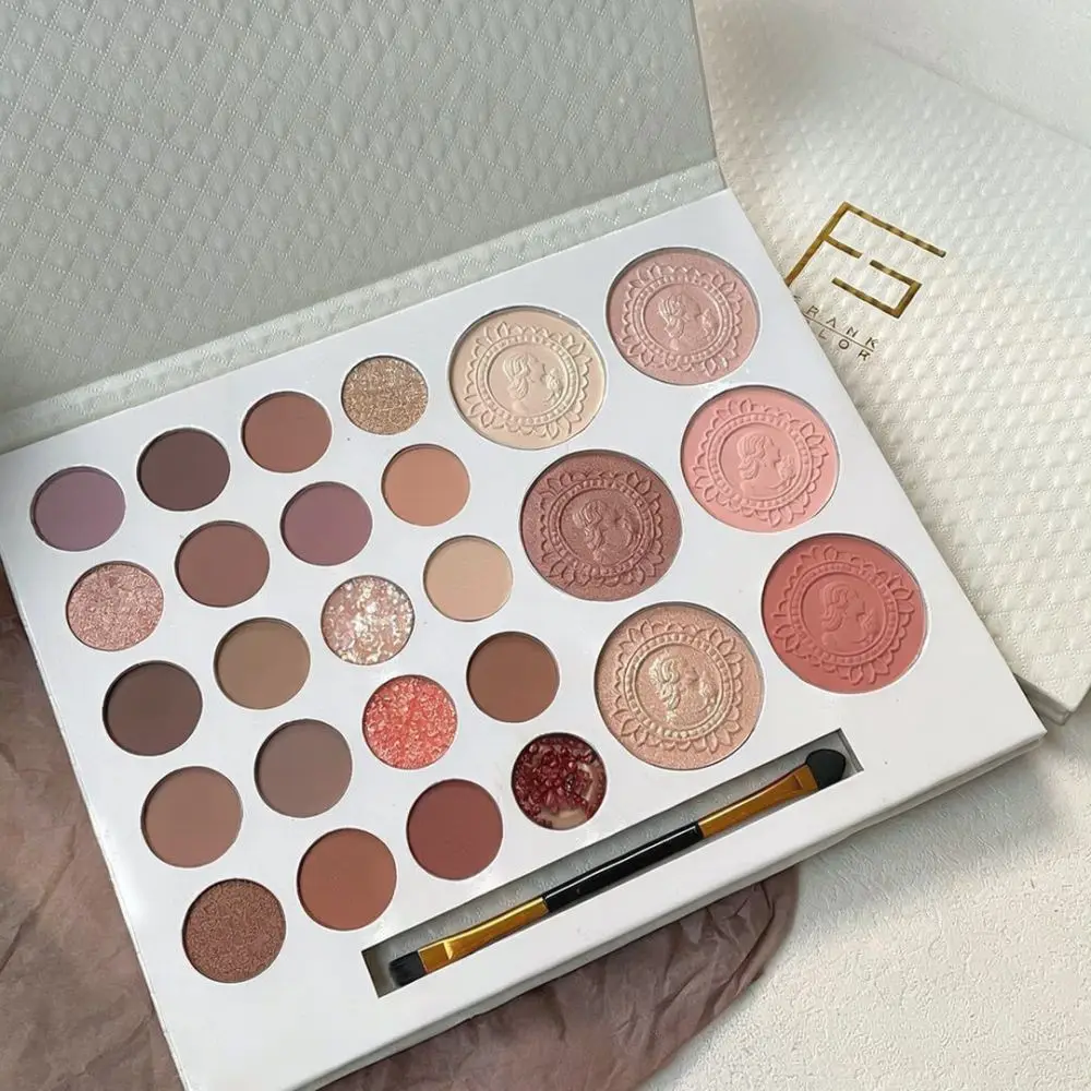 Professional Eyeshadow Palette 26 Color Matte Shimmer Milk Tea Shades With Applicator Portable Makeup Kit For Women