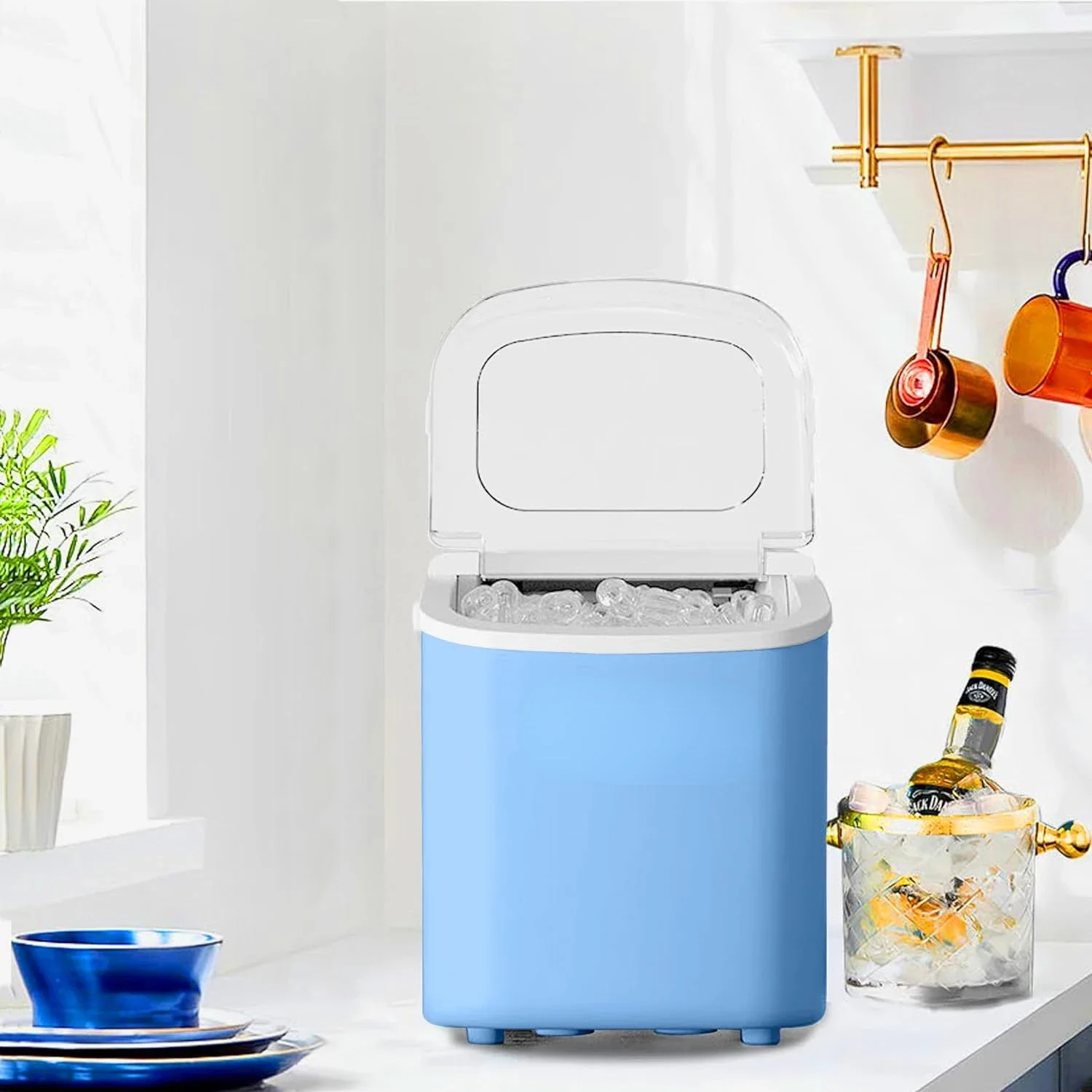 Efficient Countertop Ice Maker Machine Producing 9 Ice Cubes in Just 6 Minutes, Capable of Making 26.5lbs of Ice in 24 Hours, Eq