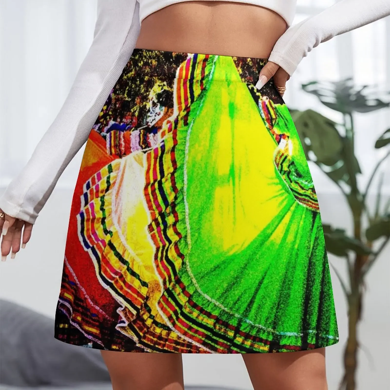 El Dia de los Muertos, Folklorico Dancers Mini Skirt skorts for women skirts for women