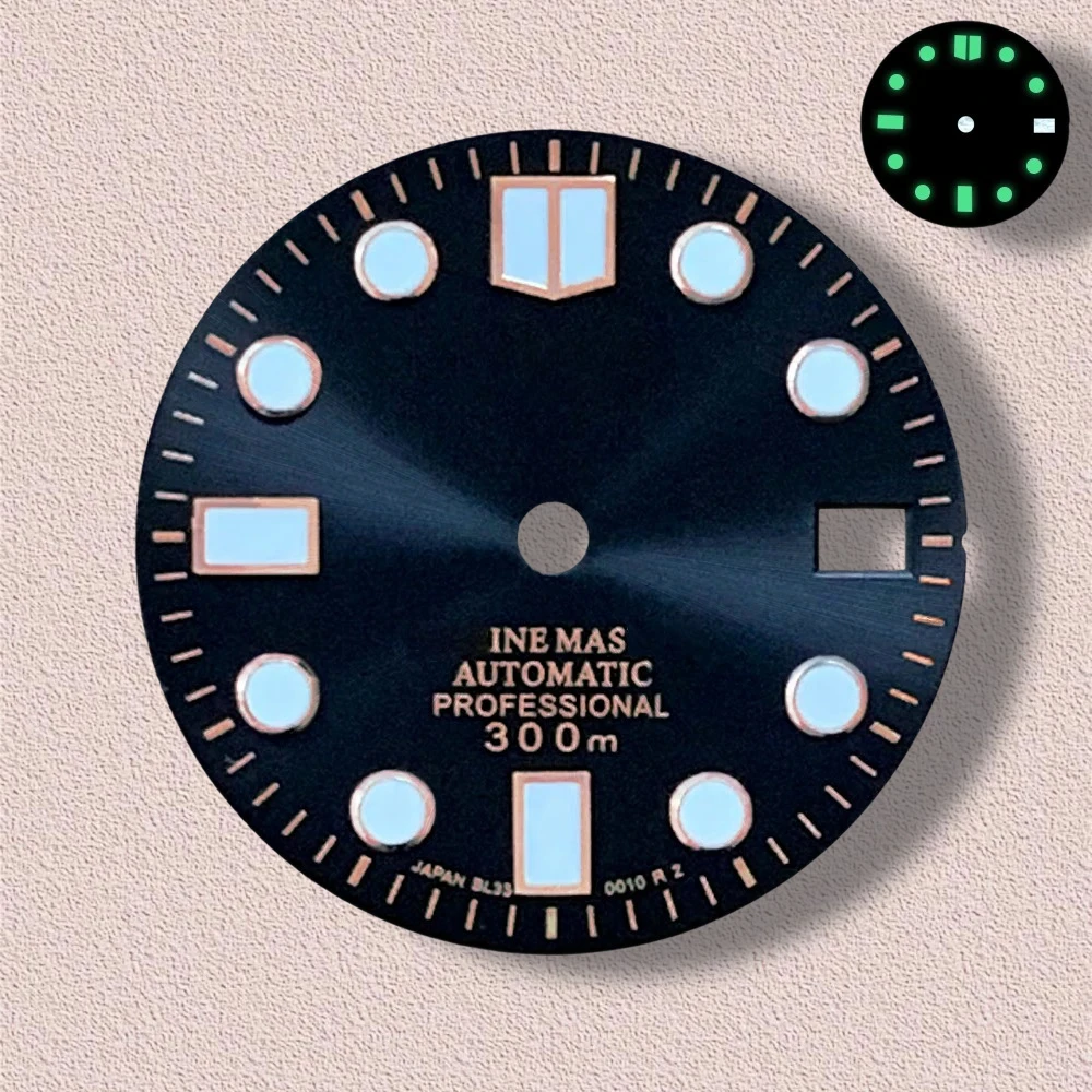28.5mm S Logo Sunray Dial SUB/SKX007 DIal Suitable For NH35/NH36 Movement 3/3.8 o'clock Crown Green Luminous NH35 Accessories