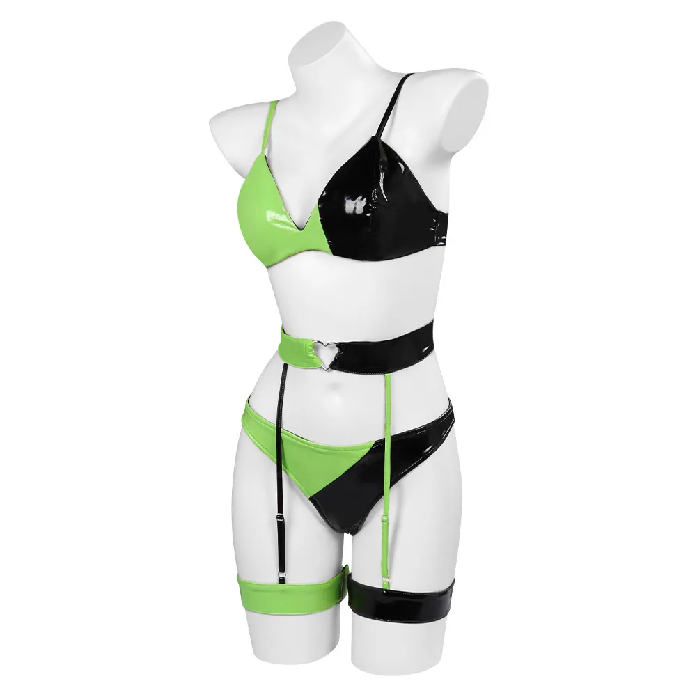Shego Costume Cosplay Lingerie Biancheria intima sexy Top Pantaloni Abiti Halloween Carnevale Festa Travestimento Vestito per donne Donne Adulte