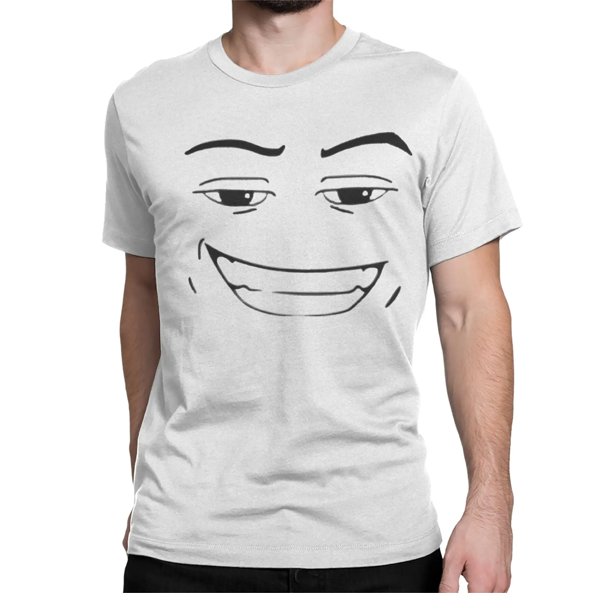Happy Robot Face Men Women T Shirts Robloxs  Unique Tees Short Sleeve Crew Neck T-Shirts Cotton Plus Size Clothes