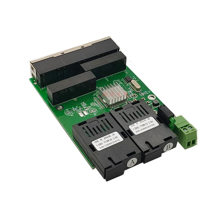 12V Mining 100Mbps Adaptive Optoelectronic Board 2-Optical 4-Electrical Switch Optoelectronic Conversion Board Single Mode