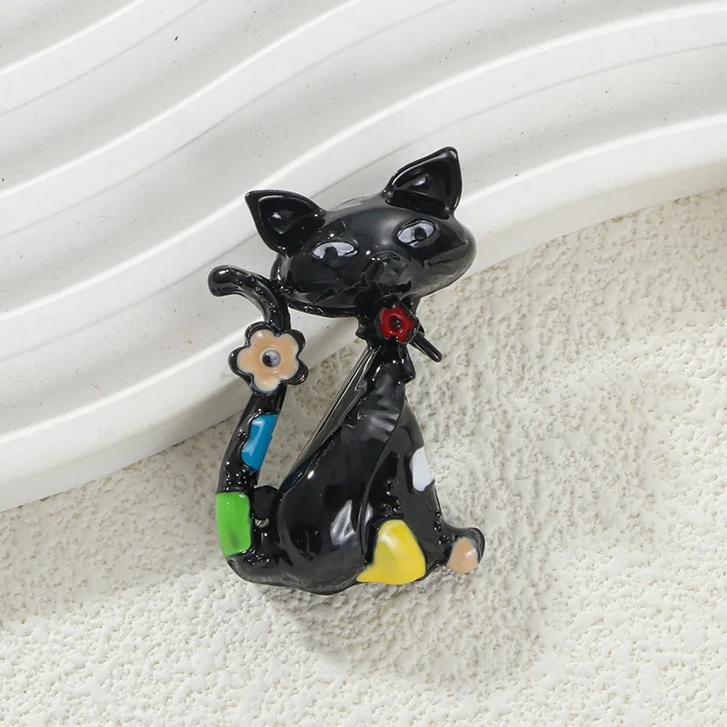 New cartoon colored cat brooch series alloy drip oil cute animal monkey brooch chest flower clothing accessories