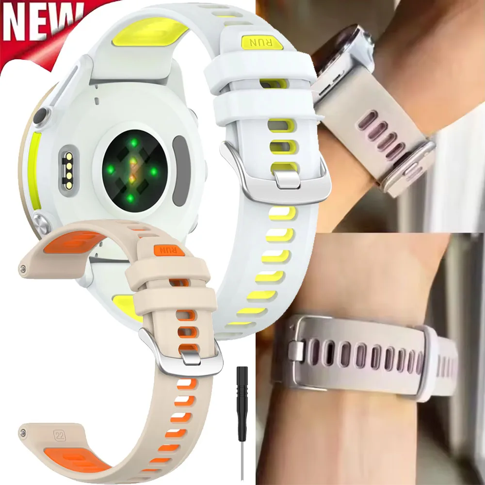 Official Silicone Strap for Garmin Forerunner 970 955 945 935 745 Two-tone Soft Replacement Wristband Forerunner 965 Accessories