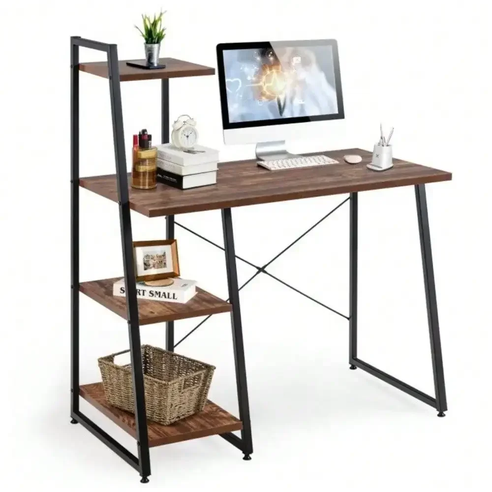 Computer Desk PC Laptop Table Workstation Study Home Office 4-Tier Shelves Desk