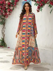 Eid Morocco Dress Women Muslim Abaya Caftan Dubai Print Vestido Largos Turkey Kaftan Robe Longue Arab Musulmane Vestidos Ramadan