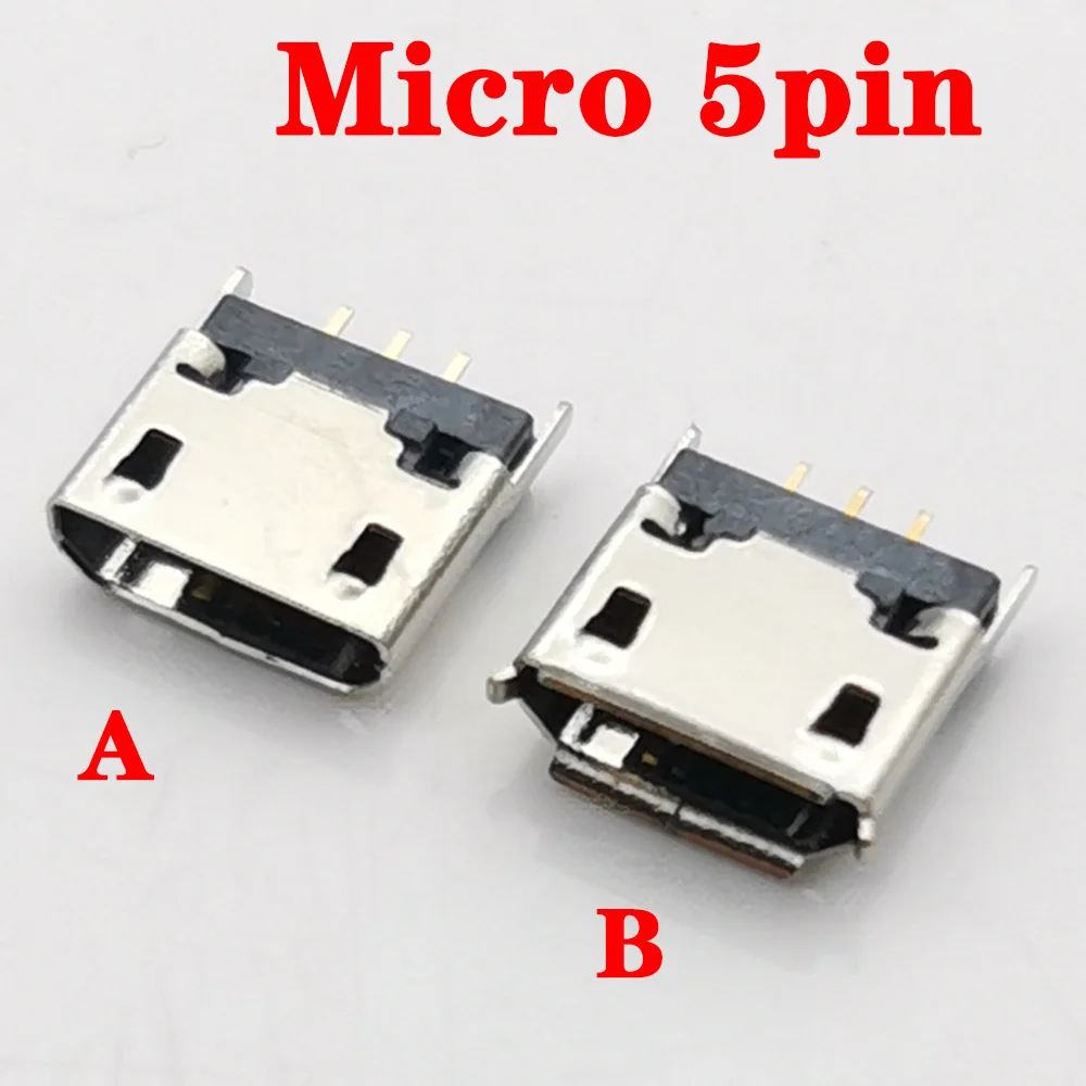 20pcs/Lot New heightened type Vertical MICRO mini USB 5pin female seat 180 degrees Direct plug-in USB 5 pin Connector
