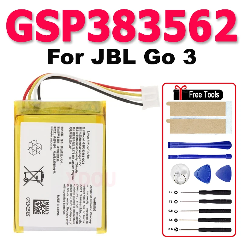 

324054 New GSP383562 750mAh Speaker Battery For JBL Go 3 Go3 G03 Special Edition Bluetooth Audio Battery + Free Tools