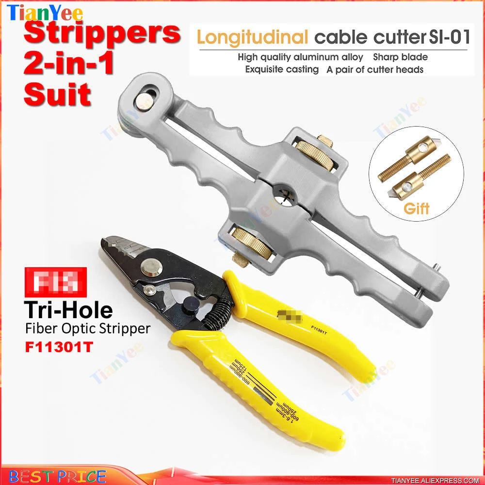 

2-in-1 SI-01 Longitudinal Optic Fiber Stripper Opening Knife Sheath Cable Slitter and FIS Fiber stripping pliers F11301T