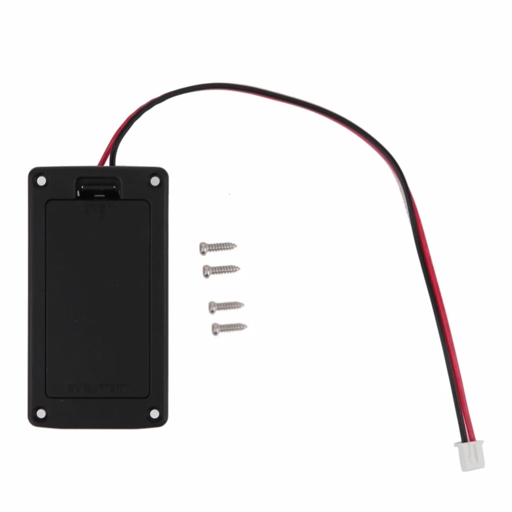 9V Battery Compatible​ ​Guitar Battery Case​ ​Black ​With 2-Pin Plug Wire​ ​Pickup Battery Box Battery Compartment​