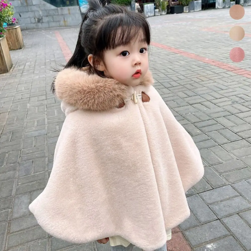 

Durable Warm Girls Hooded Cape Cloak Princess Fashion Shawl Poncho Hoodie Coat Jacket Children