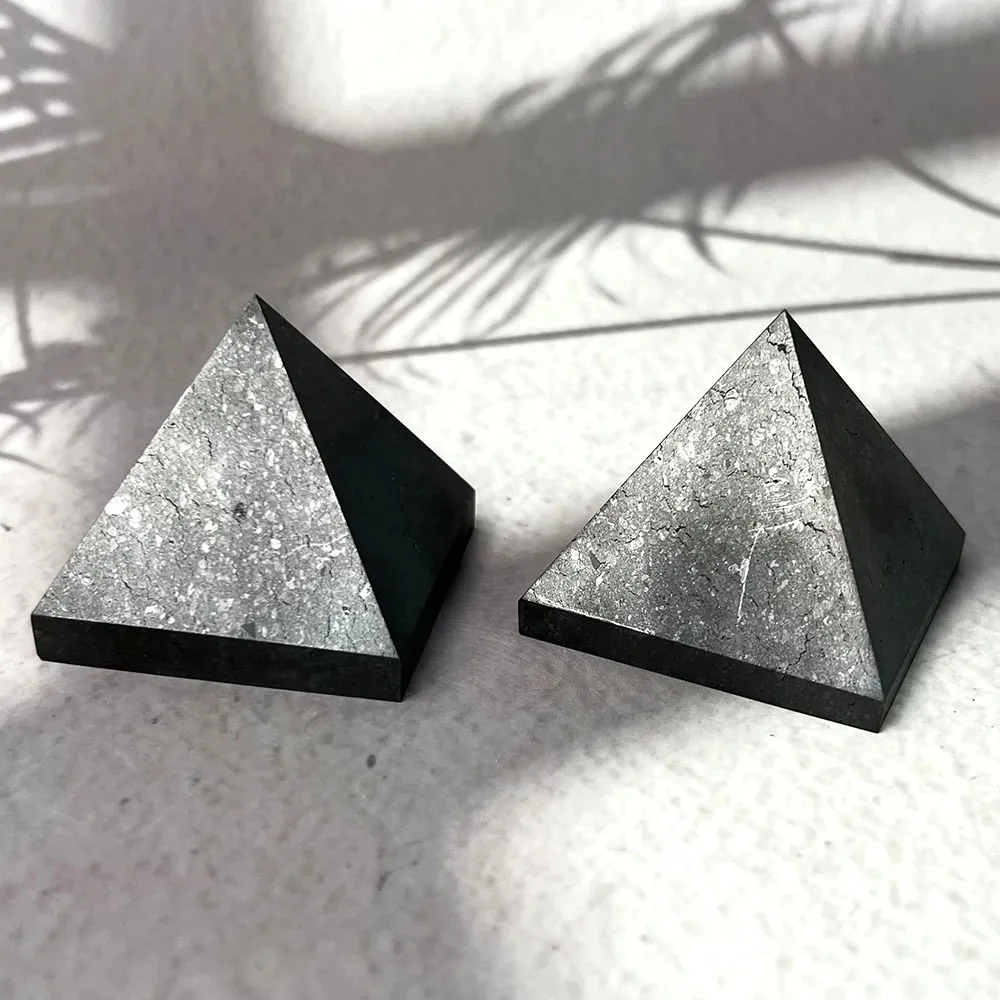 Natural Crystal Schungite Black Shungite Pyramid Tower Energy Quartz Reiki Stones For Healing Fengshui Meditation Decoration 5cm