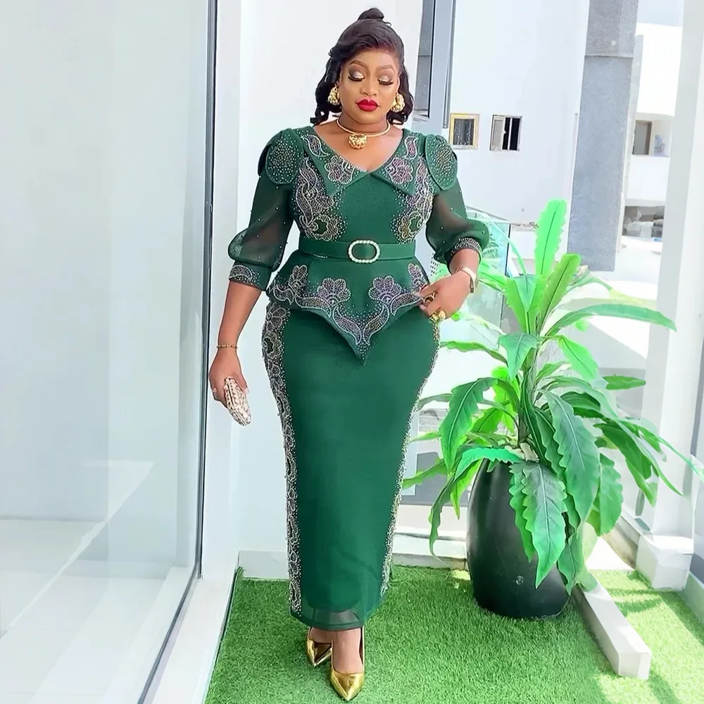 

Elegant African Evening Party Dresses for Women Diamonds Ankara Dashiki Africa Clothing Wedding Gown Kaftan Dubai Abaya Vestidos