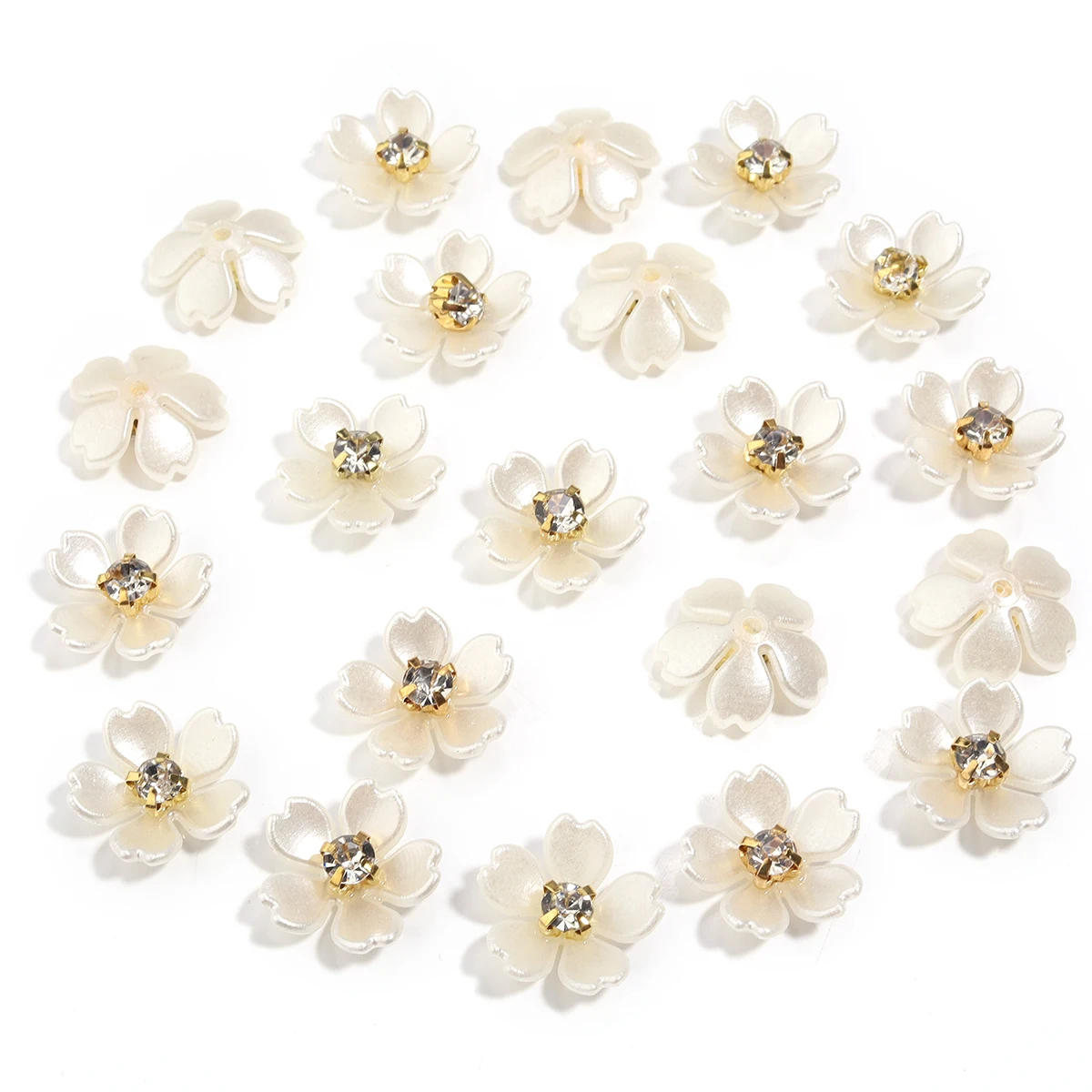 20/40PCS Imitation Pearls Rhinestone Resin Flowers For Jewelry Making DIY Crafts Headwear Clothes Hats Decoration Accessories