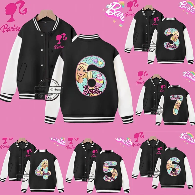 Kids Baseball Uniform Birthday Gift for boys and girls 2-14 years old Fall/Winter Jacket Disney Princess Cartoon Printed coat