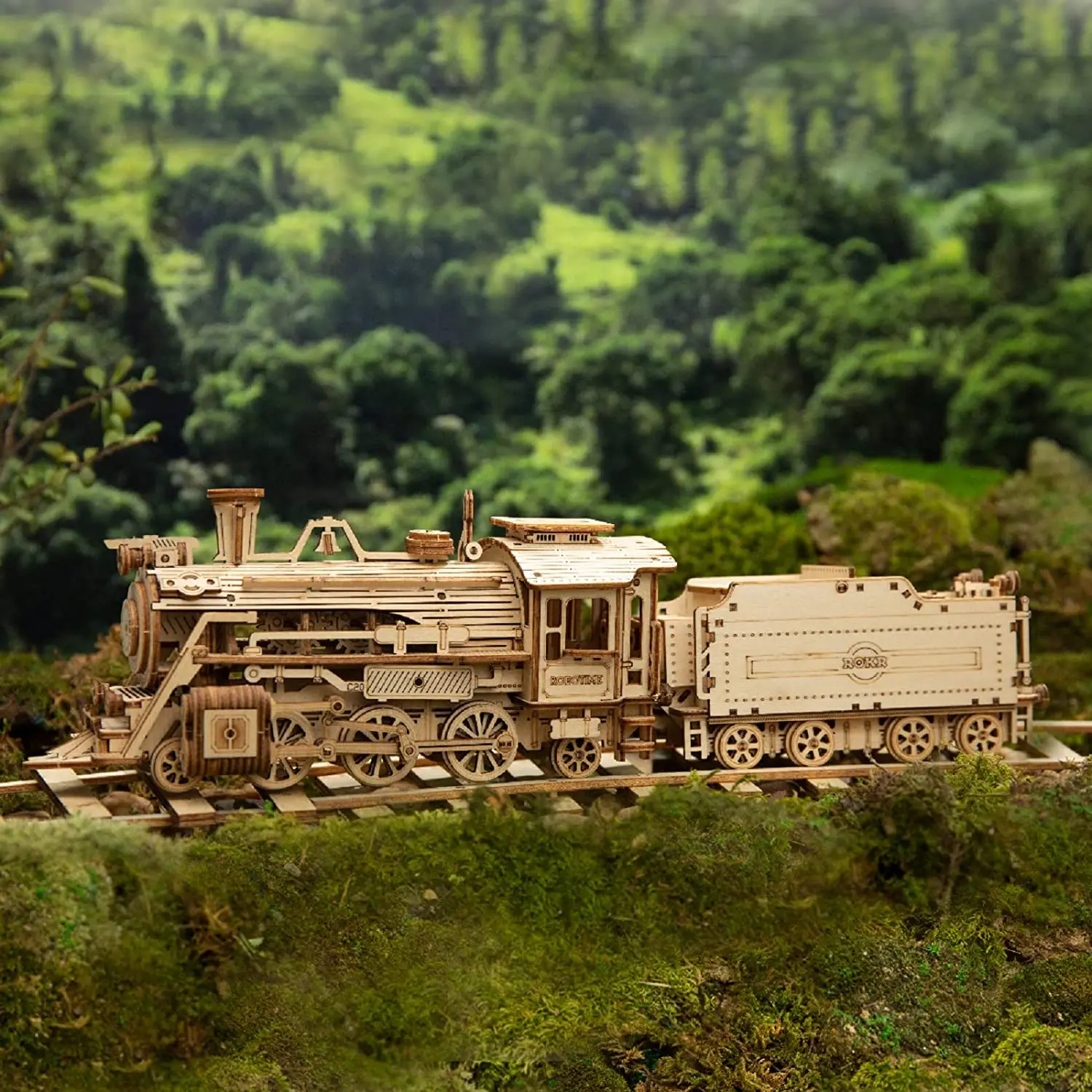 ROKR 3D Adult Wooden Puzzle - Mechanical Train Vehicle Model Kit, Unique Birthday Gift for Teens, MC501 - Prime Steam Express