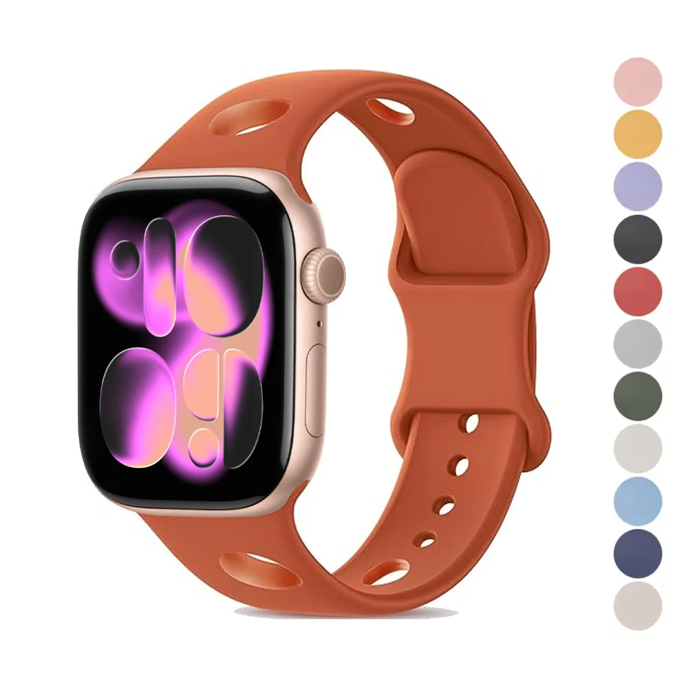 Sportarmband für Apple Watch 11 Band 46 mm 45 mm 44 mm 40 mm 49 mm 41 42 atmungsaktives Silikonarmband Correa Serie 7 8 9 10 Ultra Se
