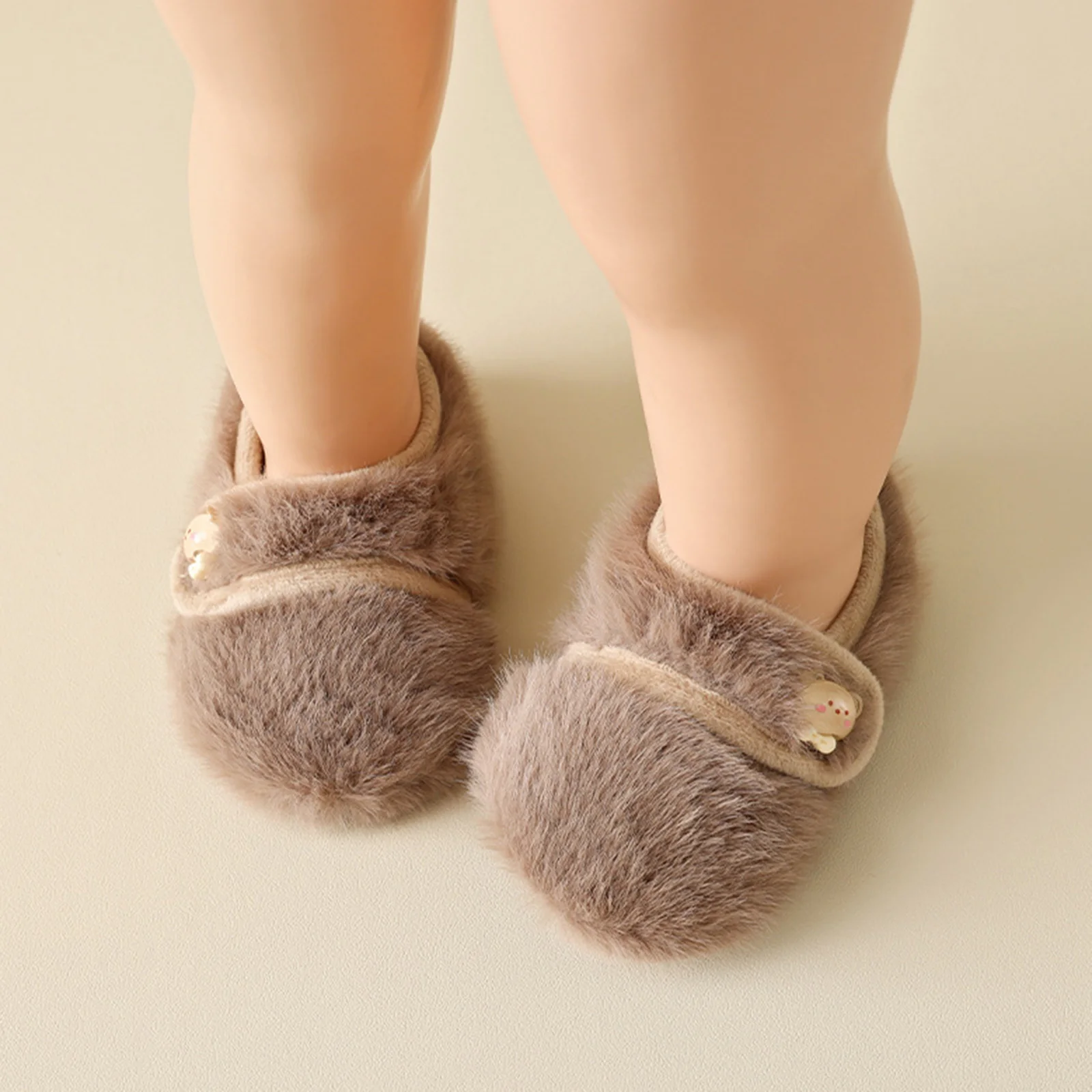 Infant Baby Boy Girl First Walking Shoes Furry Non-slip Soft Sole Warm Shoes for Winter Fall