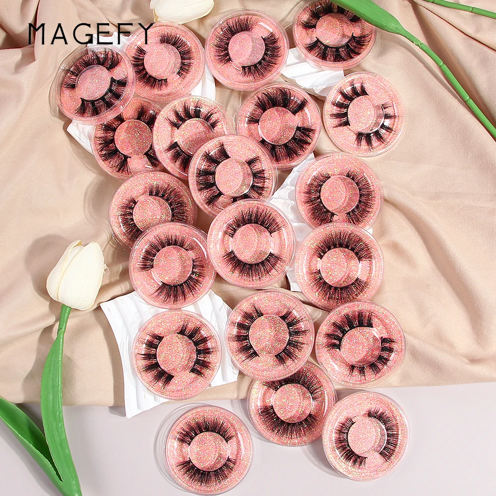 MAGEFY 20 Pairs False Eyelashes Mixed Style Curling Fluffy Reusable Portable Individual Packing Faux Lash Extension Beauty Salon