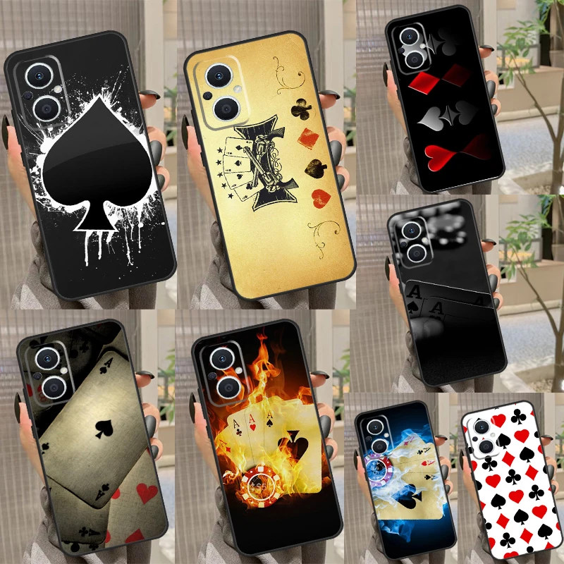 Spades Poker Play Cards Ace Case For OPPO Reno 8 7 Lite Reno 3 4 5 6 Lite 8T 4Z 5Z Find X5 X2 X3 Lite Neo X6 Pro Cover