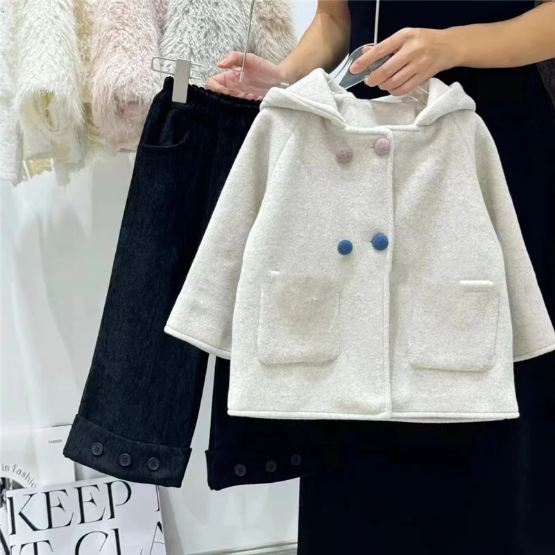 

Теплое пальто для девочек, зимние куртки с кроличьими ушками контрастного цвета, хлопковые стеганые куртки, милый милый кардиган, новая детская одежда