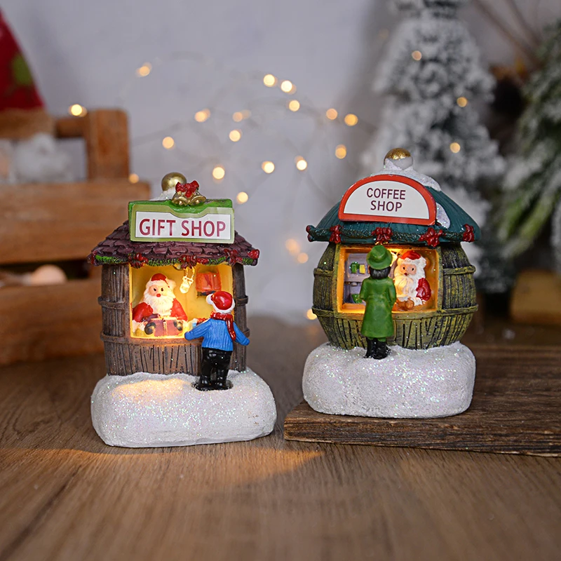 عيد الميلاد متوهجة منزل زخرفة الراتنج LED مايكرو المشهد الحلوى مخزن الشتاء المشهد للمنزل سطح المكتب عيد الميلاد السنة الجديدة الطرف الديكورات #5
