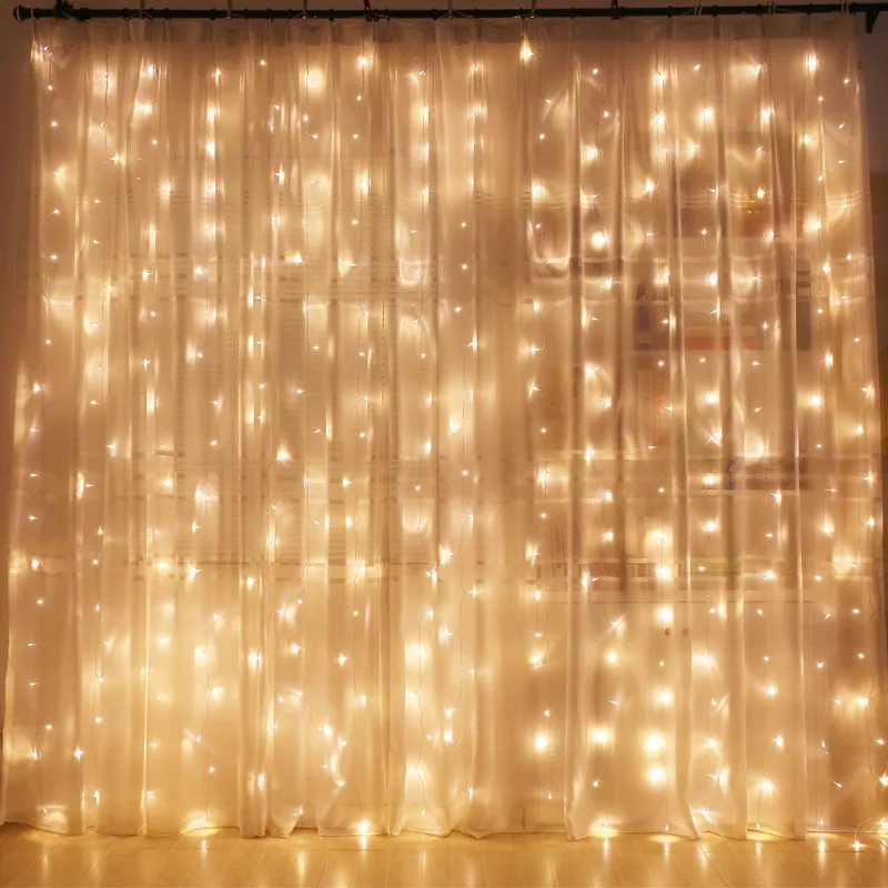 USB Indoor Curtain Lights - 8 Modes Fairy String Lights with Remote,Garland for Christmas, Birthday, Wedding, Home Decor