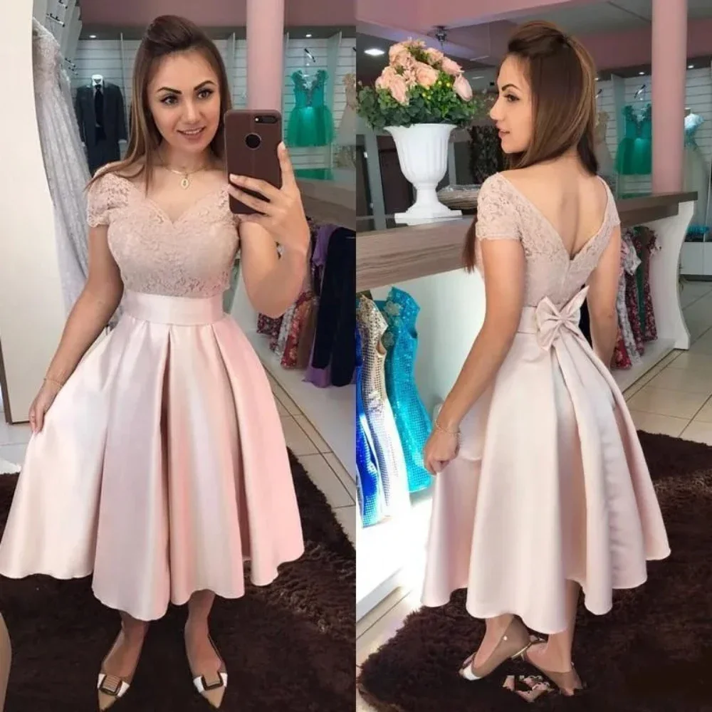 A Line short luxury Princess Evening dress Sexy V-neck backless dress Ladies Formal occasion ball party Birthday party dress