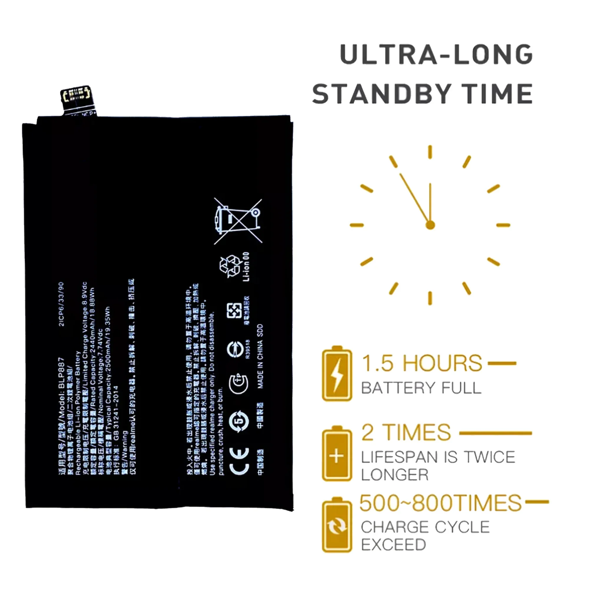 100% Original Capacity BLP887 Battery For OPPO Realme GT NEO 2 / GT2 Pro Battery Replacement Repair Part Phone Bateria