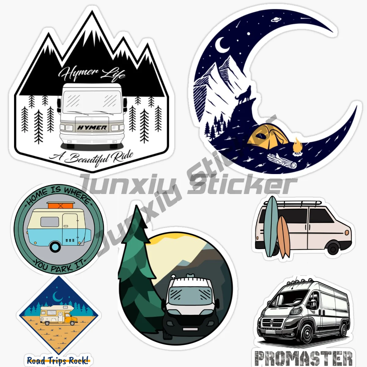 

VAN LIFE ADVENTURE HAPPY CAMPER Car Sticker Accessories Car Styling Cover Scratches Vinyl Waterproof Self-adhesive Decal