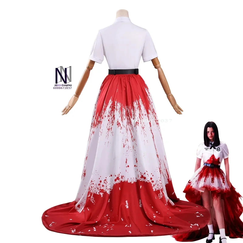 Hot Movie/TV Girl From Nowhere: The Reset Cosplay Costume Anime Nanno Role Playing Red White Ombre Dress Outfit Women r;5'b\7,k/ view 3
