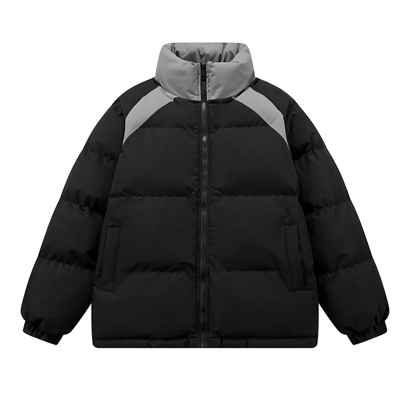 

Теплая зимняя куртка с воротником-стойкой, свободного кроя, в стиле колор-блок, молодежная, модная, утепленная, из полиэфирного волокна, на молнии