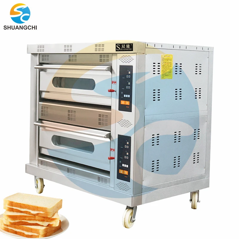 Bakery Equipment Commercial Gas Electric Pizza Oven Gas 2 3 Deck Industrial Cake Bread Baking Ovens Built-in Ovens