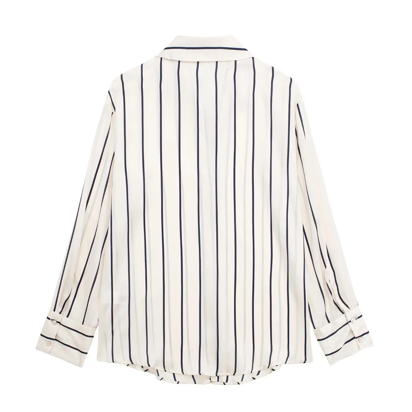 Tangada Women Striped Satin Blouse Shirt Long Sleeve 2024 Chic Female Top 3H0264