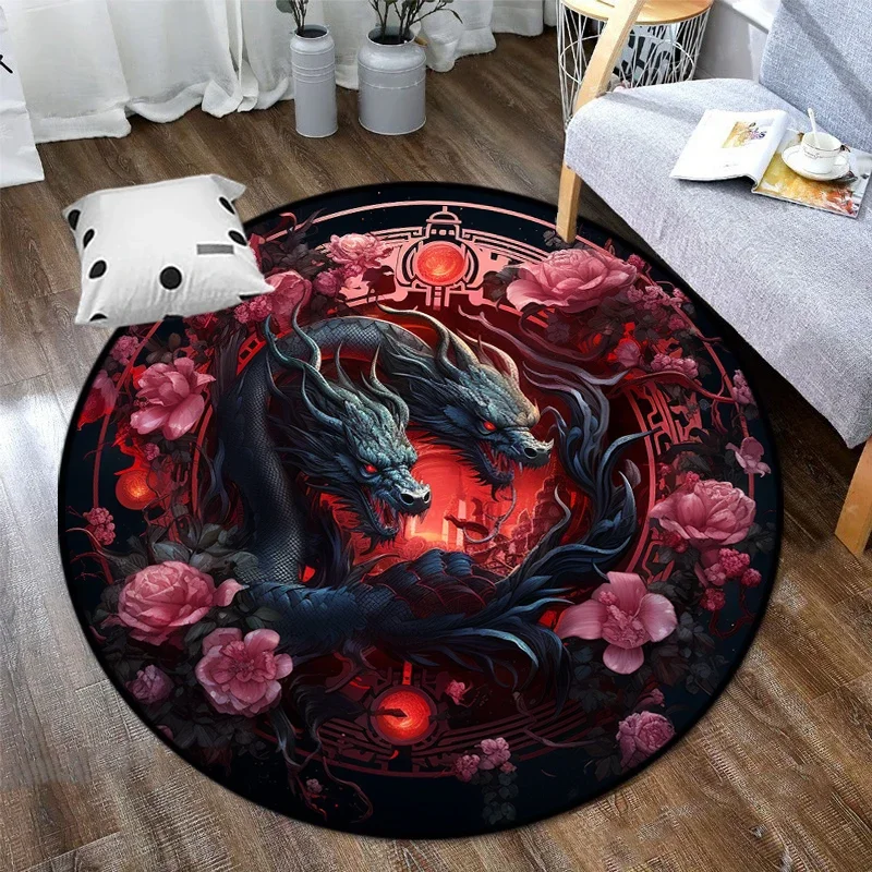 Chinese Dragon or Mythical  Circular carpet  Art Print Round carpets Yoga Mat Living Room Bedroom non-slip Rug