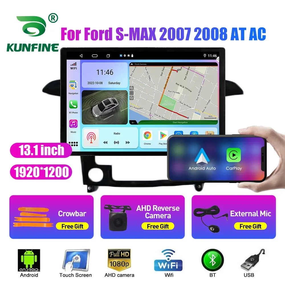 

Автомобильный радиоприемник 13,1 дюйма для Ford S-MAX 2007 2008 AT, автомобильный DVD GPS-навигатор, стерео Carplay, 2 Din, Центральный Мультимедиа, Android авто