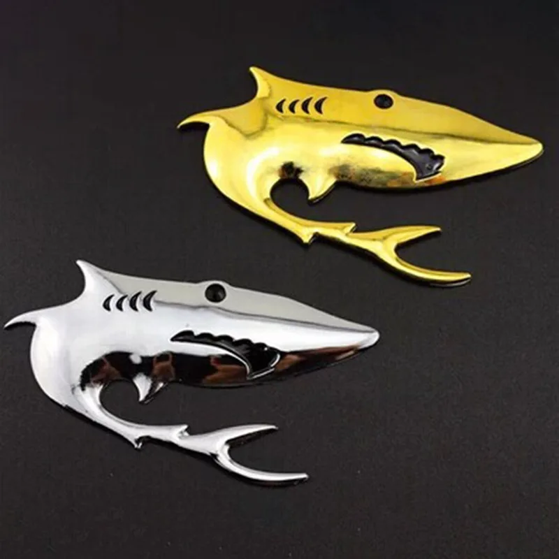 Shark Metal Car Sticker Modified Label 3D Three-dimensional Scratch Cover Personalized Sticke Car Body Stickers Car Tail Label
