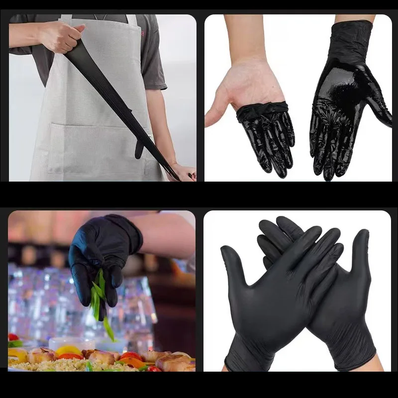 Disposable Black Nitrile Gloves For Household Cleaning Work Safety Tools Gardening Gloves Kitchen Cooking Tools TattoThick glove