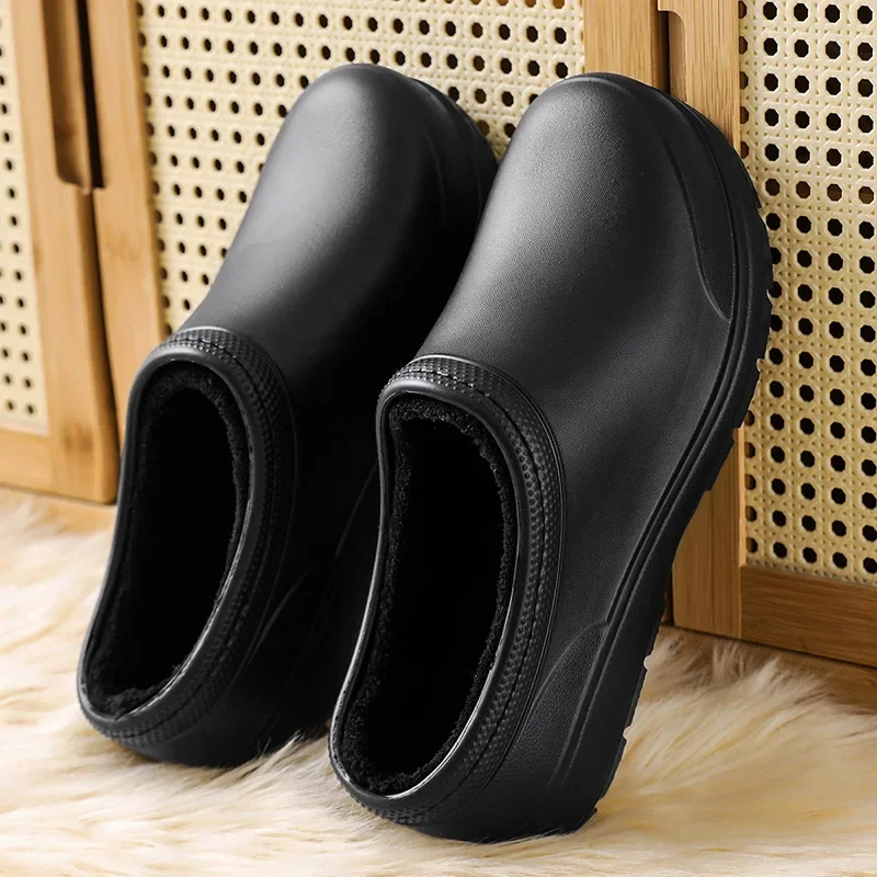 

Man Slippers Winter Eva Flat Waterproof Cotton Male Footwear New Style Keep Warm Mans Slippers Non-slip Size Plus Main Push