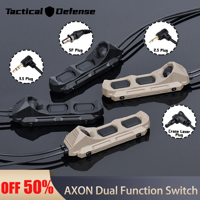 

AXON Tactical Dual Remote Switch SF Plug Crane/2.5mm/3.5mm Laser Plug For PEQ-15 DBAL-A2 Laser M300 M600 Flashlight M-lok Keymod