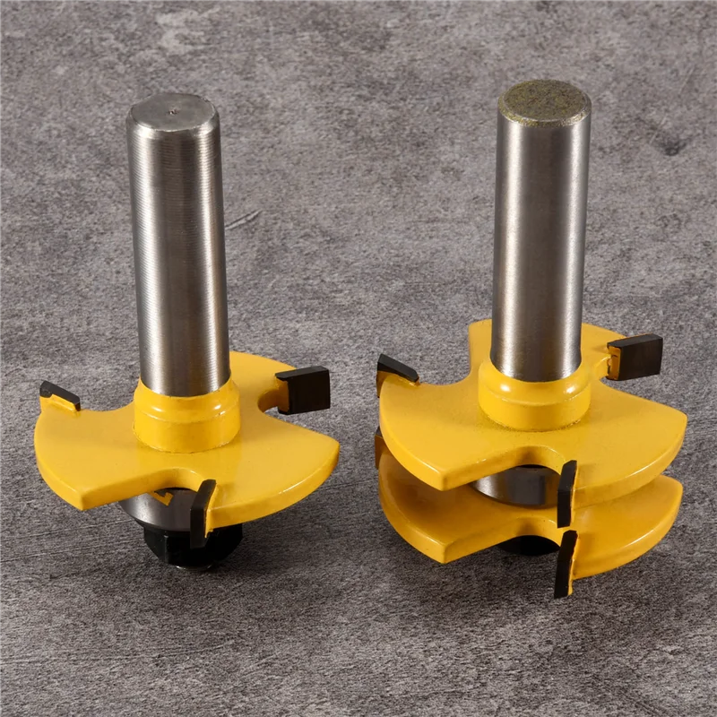 

F-T Tongue And Groove Set,Router Bit Set,Wood Door Flooring 3 Teeth Adjustable ,1/2 Inch Shank T Shape Wood Milling Cutter Woodw