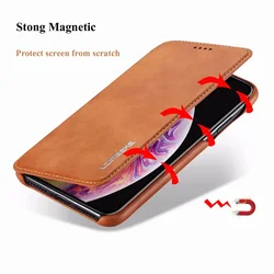 PU Leather Slot Magnetic Flip Case for iPhone 15 Plus 14 13 12 11 Pro Max Mini XS XR 8 7 Plus SE3 Shell Stand Holder Cover Funda