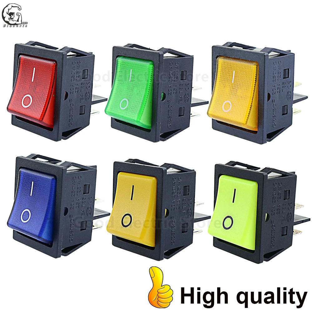 1pcs KCD4 Latching/Momentary Rocker Switch Power Switch I/O l/O/ll 4 Pins/6 Pins With Light 16A 250VAC/25A 250V 20A 125VAC image 4